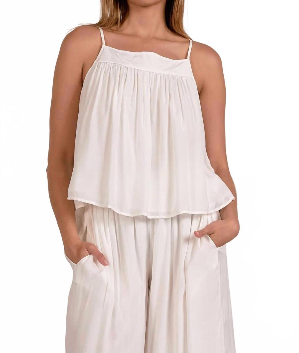 NEW ELAN luna square neck tank top in white